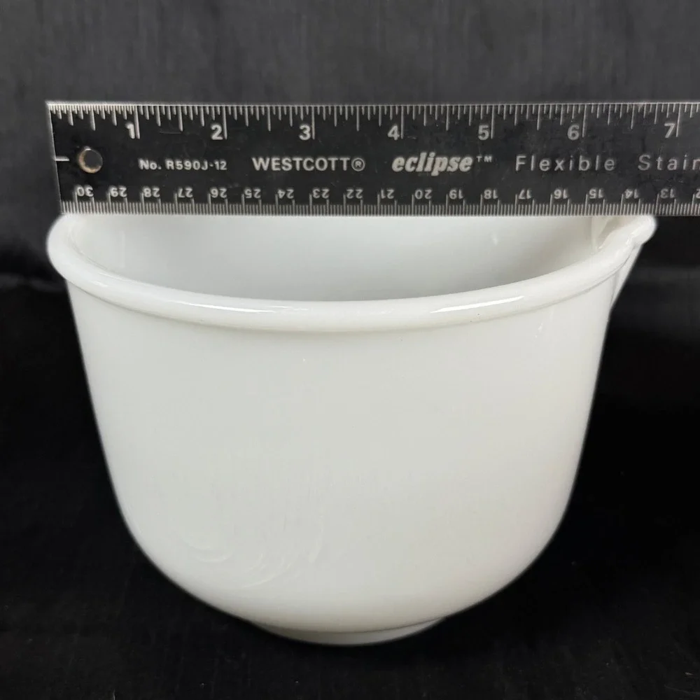 Vintage Glasbake Sunbeam Mixing Bowl White Milk Glass w Pour Spout Made in USA